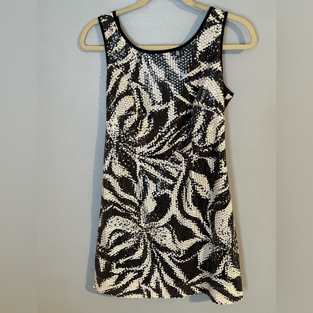 Black and White Sequin Mini Dress